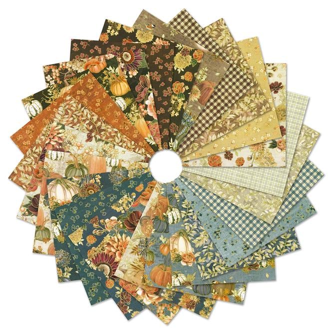 Hello Fall 5" Squares, Robert Kaufman CHS-1392-42, 5" Precut Autumn Fall Floral Fabric Squares, Autumn Floral Charm Pack Fabric