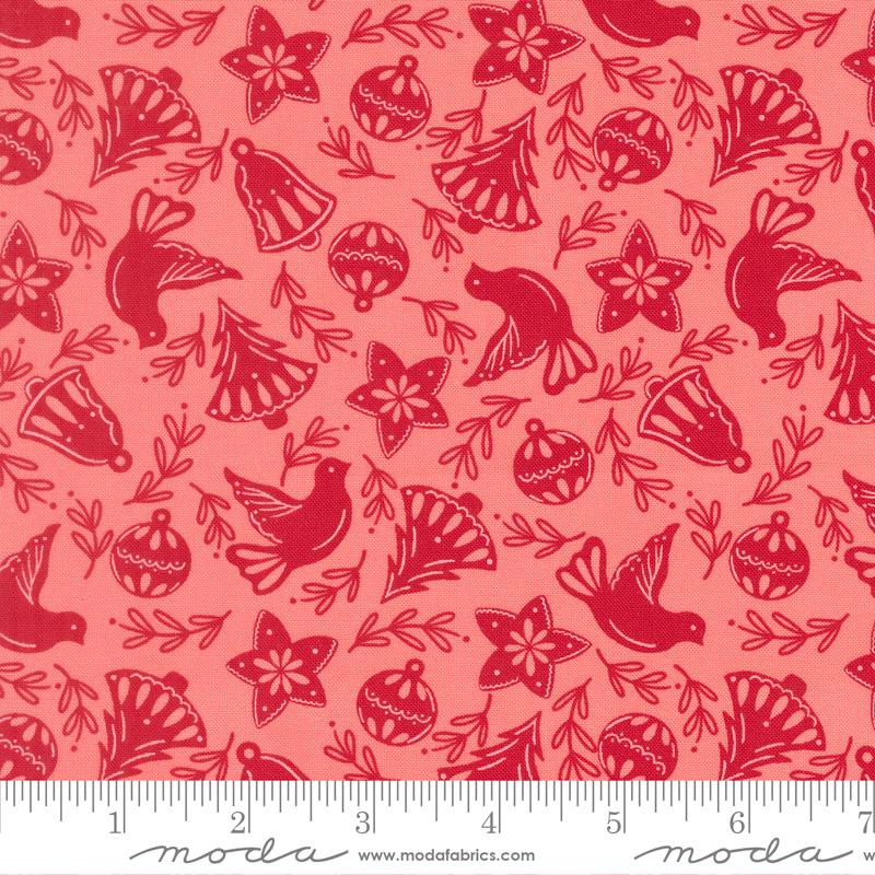 Merrily on High 5" Charm Pack, Moda 43210PP, 5" Precut Red Green Pink Christmas Xmas Charm Pack Fabric Squares, Sweetfire Road