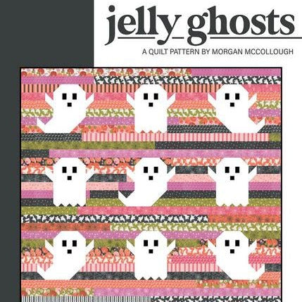 Jelly Ghosts Quilt Pattern, Modernly Morgan MM-029, Jelly Roll Yardage Friendly Halloween Ghost Throw Quilt Pattern, McCollough