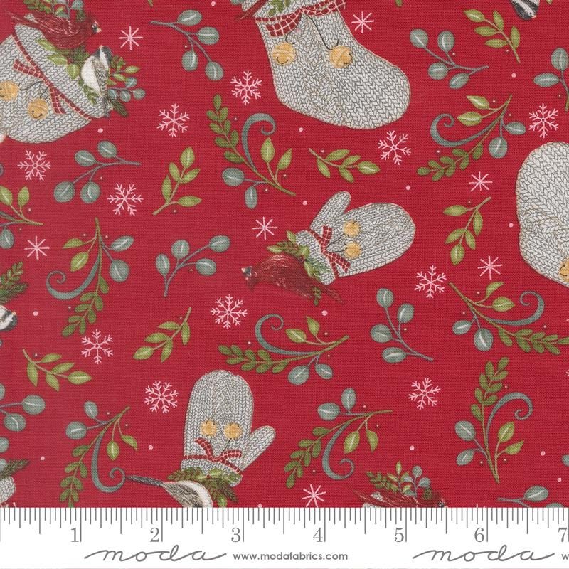 When Snow Falls 5" Charm Pack, Moda 56170PP, 5" Precut Whimsical Cardinals Chickadees Christmas Fabric Squares, Deb Strain