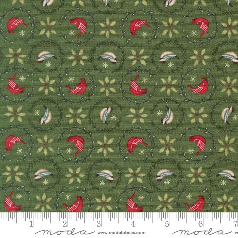 When Snow Falls 5" Charm Pack, Moda 56170PP, 5" Precut Whimsical Cardinals Chickadees Christmas Fabric Squares, Deb Strain