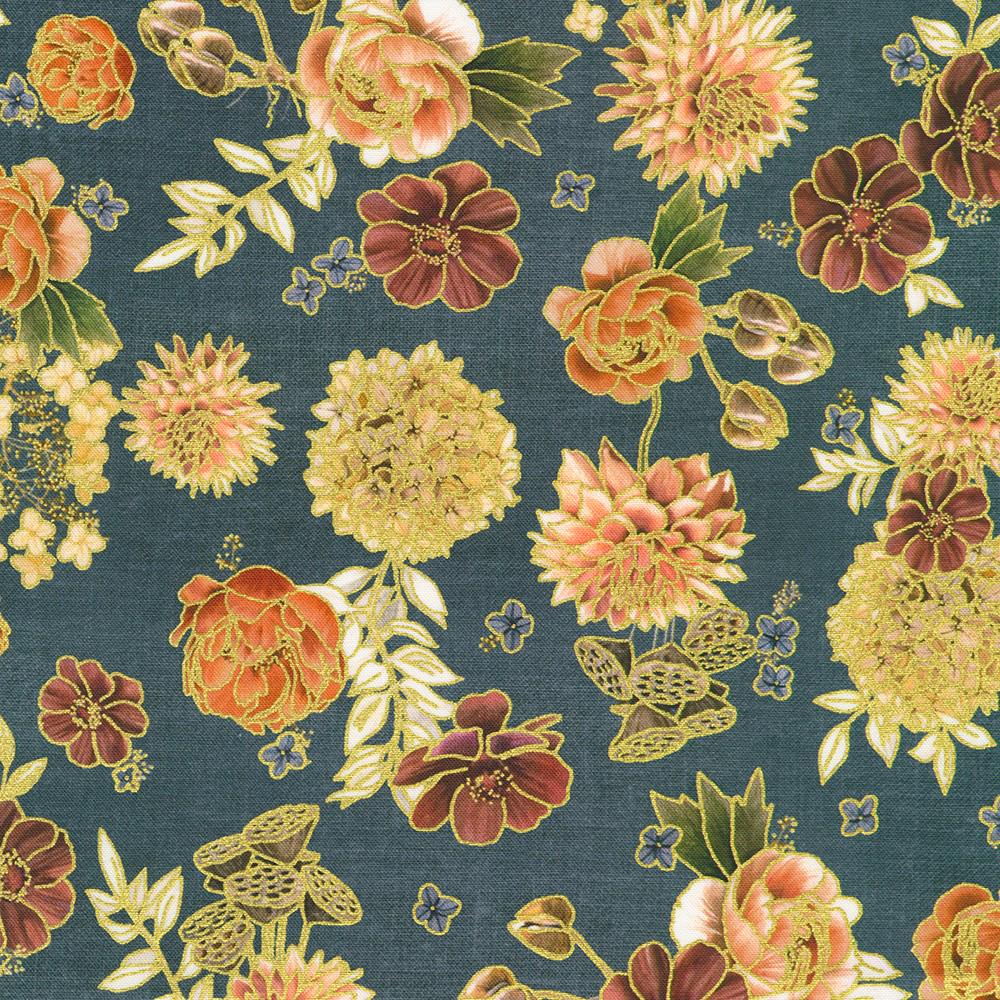 Hello Fall 5" Squares, Robert Kaufman CHS-1392-42, 5" Precut Autumn Fall Floral Fabric Squares, Autumn Floral Charm Pack Fabric