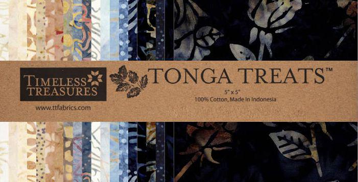 Tonga Riverside Batik 5" Squares, Timeless Treasures Treat-Mini42 Riverside, 5" Precut Blue Taupe Blush Batik Charm Pack Squares