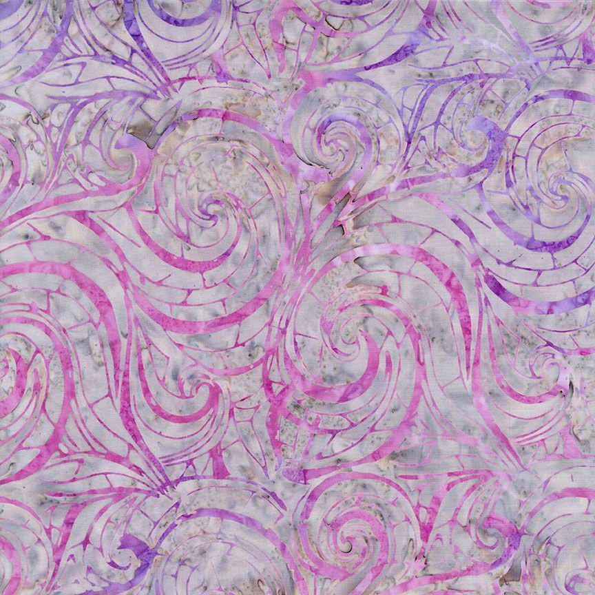 Tonga Lilypad Batik 5" Squares, Timeless Treasures Treat-Mini42 Lilypad, 5" Precut Purple Yellow Green Batik Charm Pack Squares