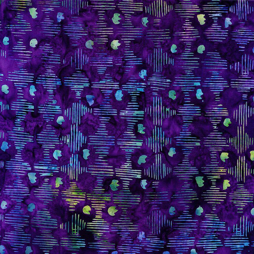 Tonga Lilypad Batik 5" Squares, Timeless Treasures Treat-Mini42 Lilypad, 5" Precut Purple Yellow Green Batik Charm Pack Squares