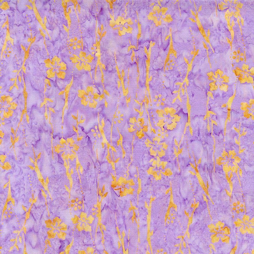 Tonga Lilypad Batik 5" Squares, Timeless Treasures Treat-Mini42 Lilypad, 5" Precut Purple Yellow Green Batik Charm Pack Squares