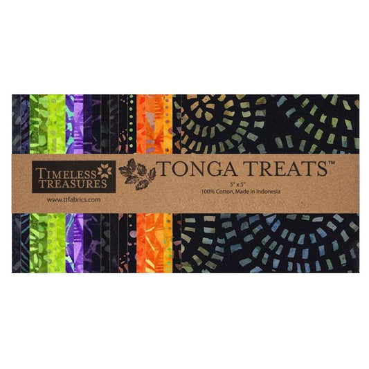 Tonga Raven Batik 5" Squares, Timeless Treasures Treat-Mini42 Raven , 5" Precut Halloween Purple Green Black Orange Batik Charm Pack Squares
