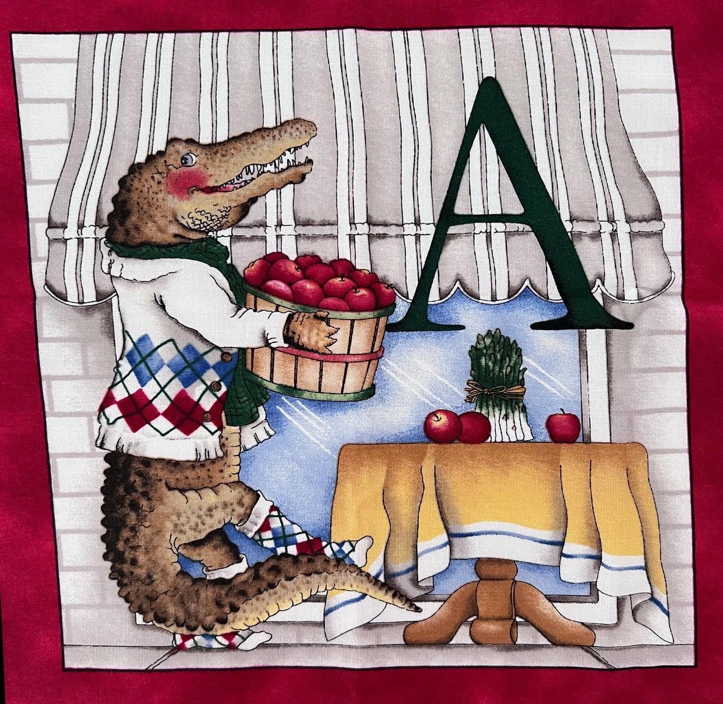 RARE Hungry Animal Alphabet Fabric Panel OOP, Quilting Treasures, Children's Novelty Fabric, J Wecker Frisch
