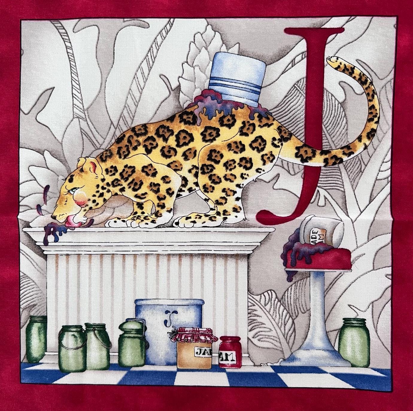 RARE Hungry Animal Alphabet Fabric Panel OOP, Quilting Treasures, Children's Novelty Fabric, J Wecker Frisch