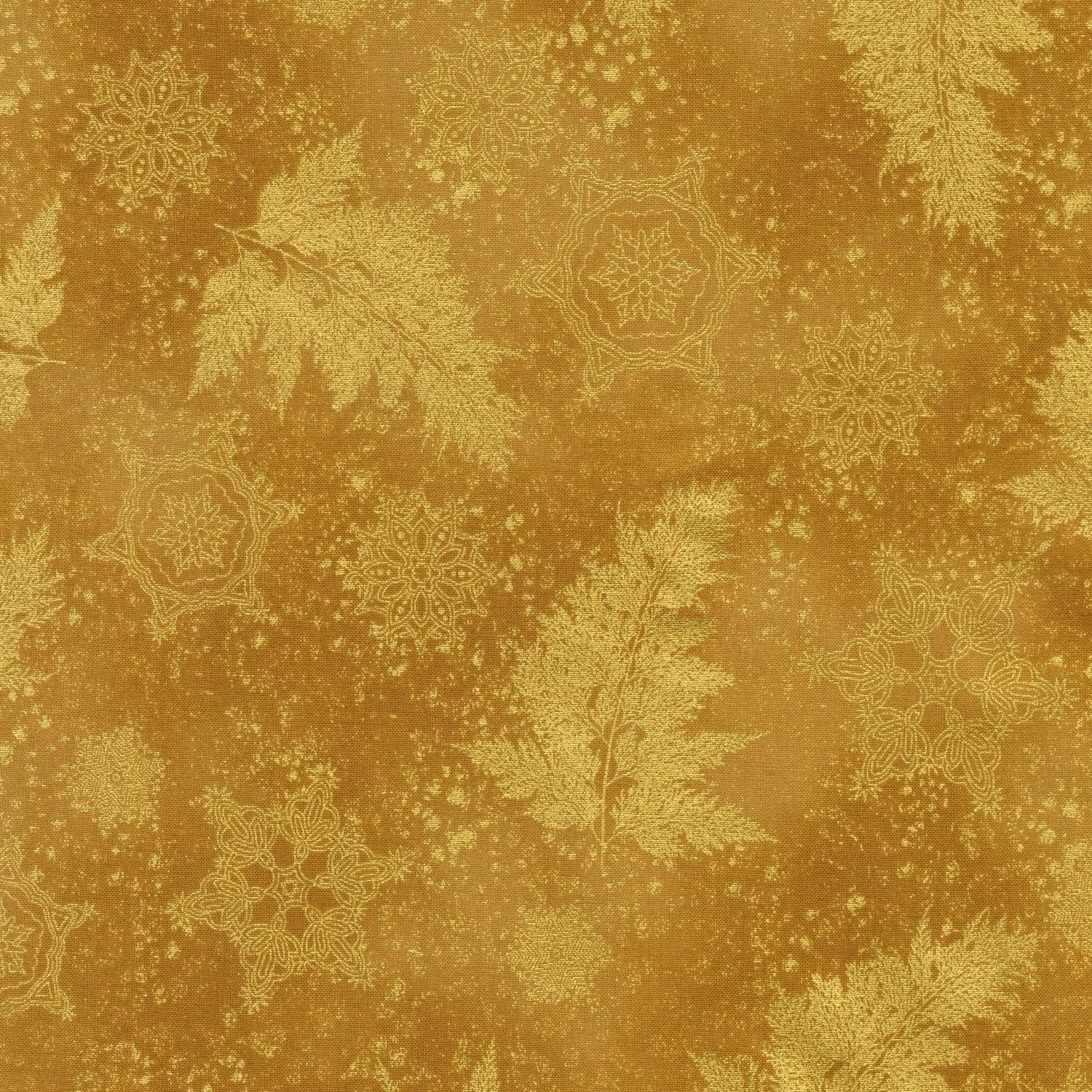 Holiday Flourish 12 5" Charm Squares OOP, Robert Kaufman CHS-785-42, Precut 10" Traditional Xmas Gold Metallic Charm Pack Fabric Squares