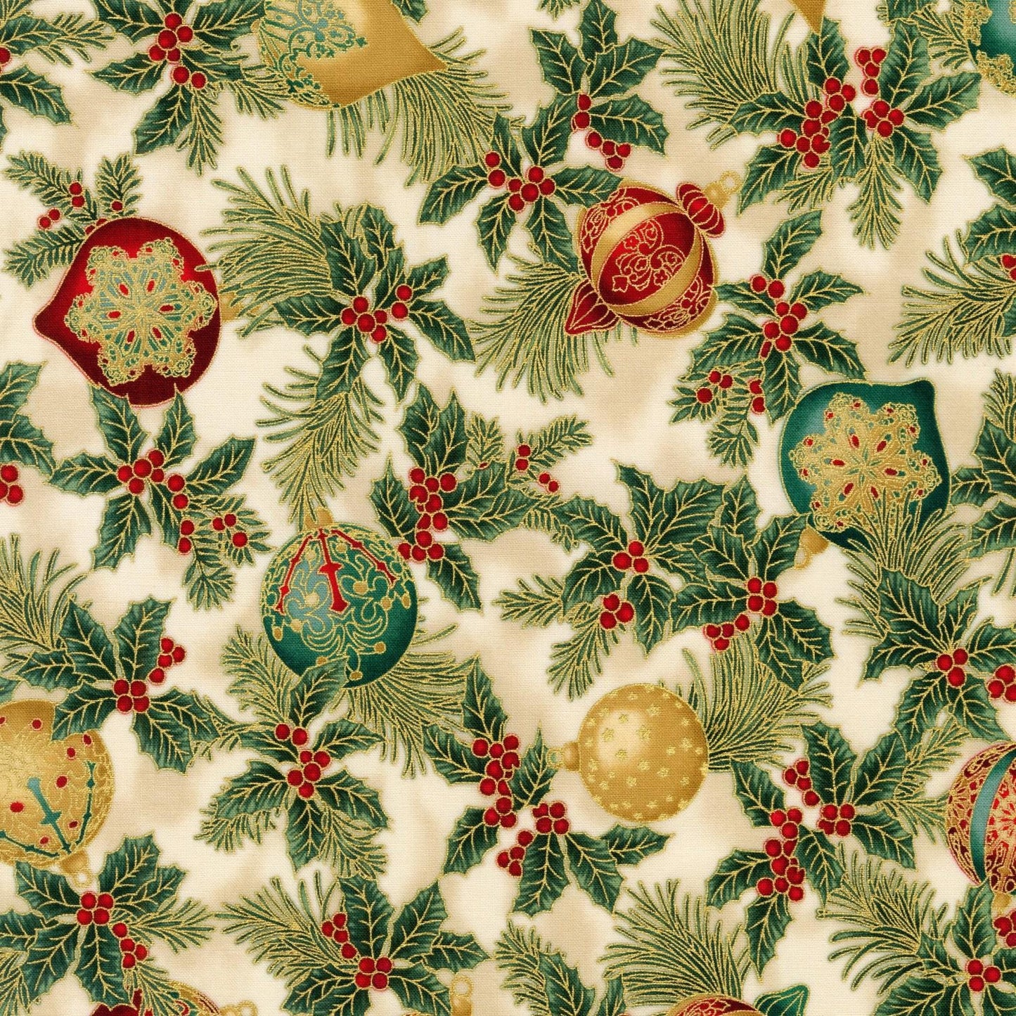 Holiday Flourish 12 5" Charm Squares OOP, Robert Kaufman CHS-785-42, Precut 10" Traditional Xmas Gold Metallic Charm Pack Fabric Squares