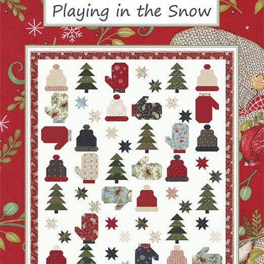 Playing in the Snow Quilt Pattern, Coach House Designs CHD2544, Layer Cake Friendly Christmas Xmas Trees Mittens Hat Lap Throw Quilt Pattern