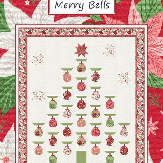 Merry Bells Quilt Pattern, Coach House Designs CHD2548, F8 Fat Eighths Yardage Friendly Bell Christmas Xmas Tree Quilt Pattern