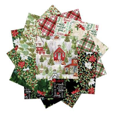Heartland Holiday 10" Squares, Benartex HLH10PK, 10" Precut Christmas Xmas Layer Cake Fabric Squares, Nicole DeCamp