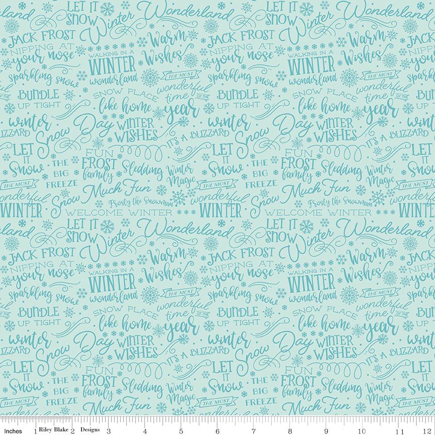 A Perfect Winter 5" Stacker, Riley Blake 5-17990-42, Precut 5" Christmas Xmas Polar Bears Snowmen Charm Pack Fabric, Lori Whitlock