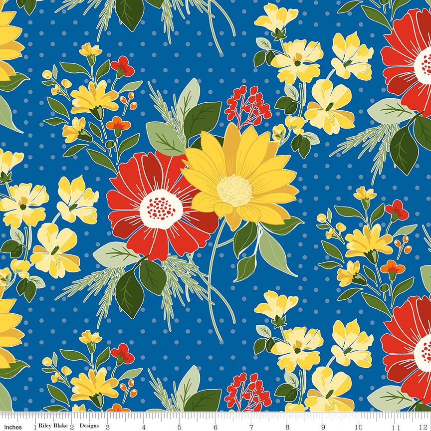 Summer's in Town 5" Stacker, Riley Blake 5-17530-42, 5" Precut Bright Summer Floral Charm Pack Fabric Squares, Sandy Gervais