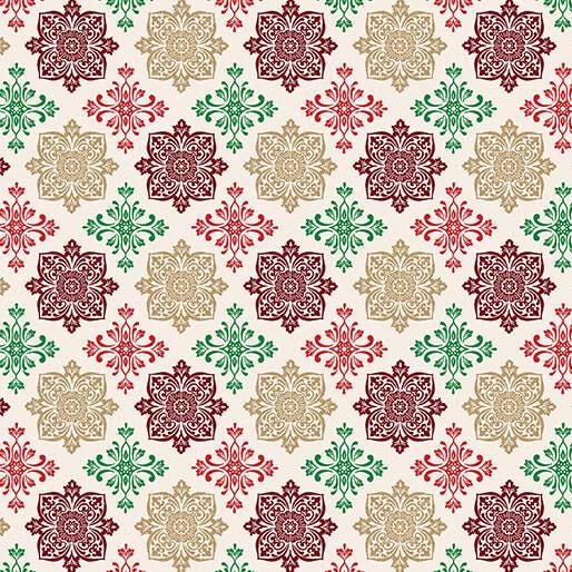 Holiday Nouveau 19 Piece Fat Quarter Bundle, Benartex Kanvas FQHNVPK, Elegant Traditional Christmas Xmas Gold Metallic Fabric Bundle