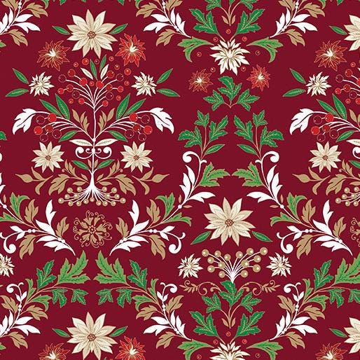 Holiday Nouveau 19 Piece Fat Quarter Bundle, Benartex Kanvas FQHNVPK, Elegant Traditional Christmas Xmas Gold Metallic Fabric Bundle