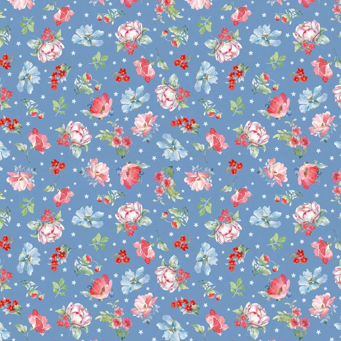 Americana 12 Piece Fat Quarter Bundle, Clothworks FQ0545, Patriotic Floral Fabric Bundle, 18 x 22 Fabric Cuts, Beth Grove