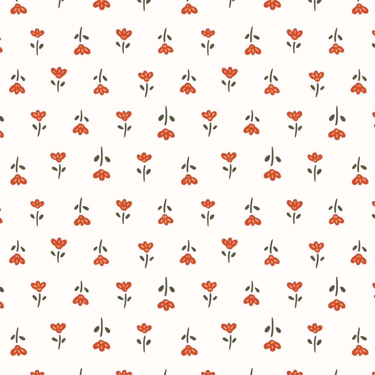 Crimson and Evergreen 5" Fabric Squares, Cloud9 Fabrics 600477, 5" Precut Red Orange Green White Black Floral Quilt Fabric Squares