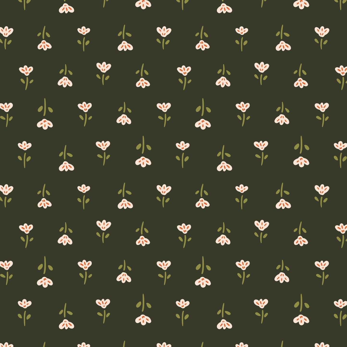 Crimson and Evergreen 5" Fabric Squares, Cloud9 Fabrics 600477, 5" Precut Red Orange Green White Black Floral Quilt Fabric Squares