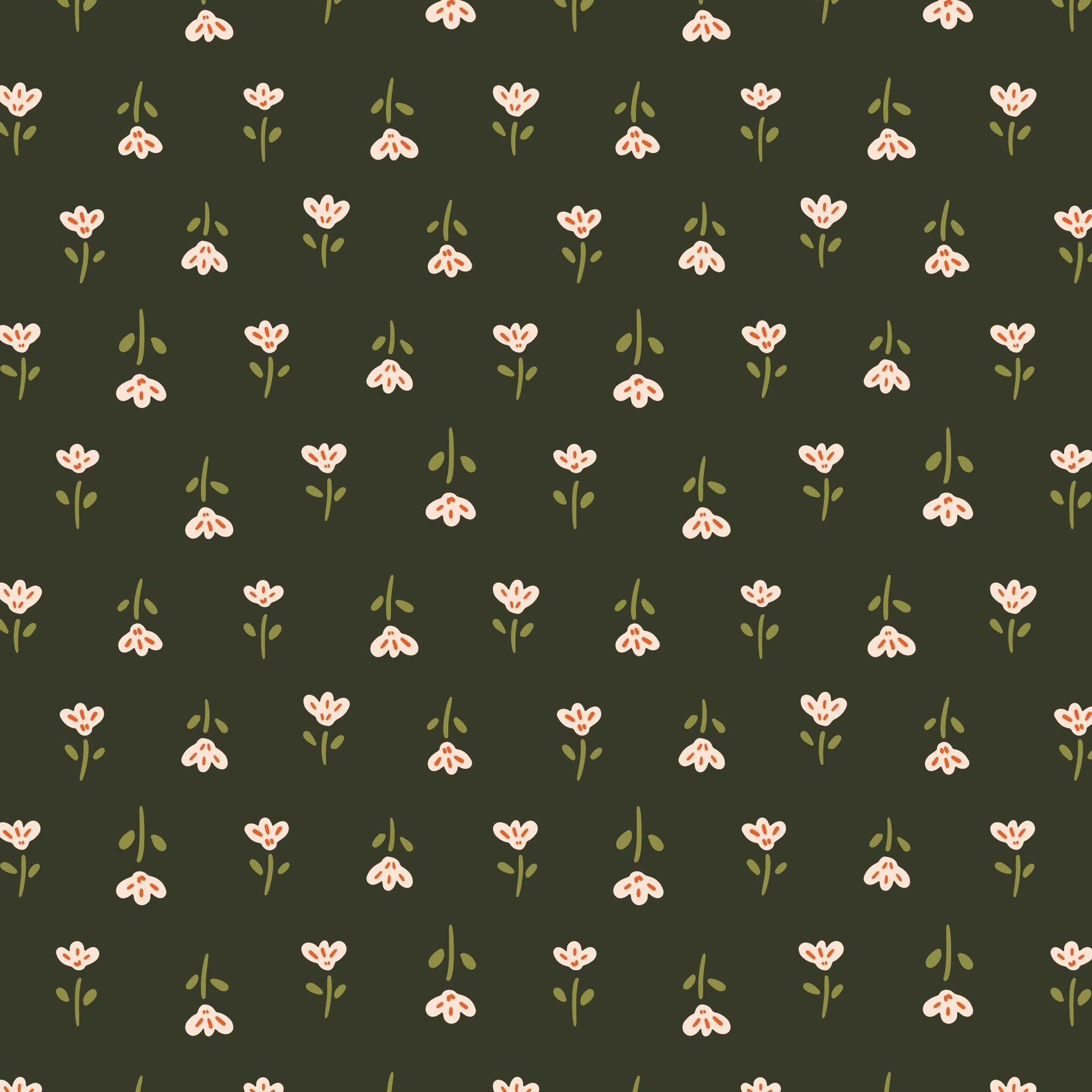 Crimson and Evergreen 5" Fabric Squares, Cloud9 Fabrics 600477, 5" Precut Red Orange Green White Black Floral Quilt Fabric Squares