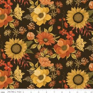 Bountiful 27 Piece Fat Quarter Bundle, Riley Blake FQ-17860-27, 18 x 22 Fabric Cut, Autumn Fall Harvest Floral Fabric, Sandy Gervais