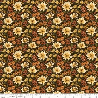Bountiful Rolie Polie, Riley Blake RP-17860-40, 2.5" Precut Brown Gold Orange Green Autumn Fall Floral Fabric Strips, Sandy Gervais