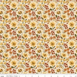 Bountiful Rolie Polie, Riley Blake RP-17860-40, 2.5" Precut Brown Gold Orange Green Autumn Fall Floral Fabric Strips, Sandy Gervais
