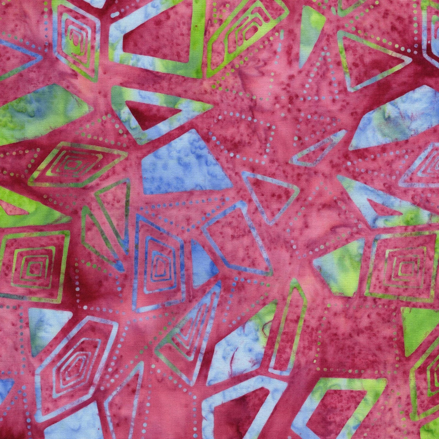 Prism Play 5" Stamp, Island Batik, 5" Precut Pink Purple Green Blue Geometric Batik Fabric Charm Pack Quilt Squares