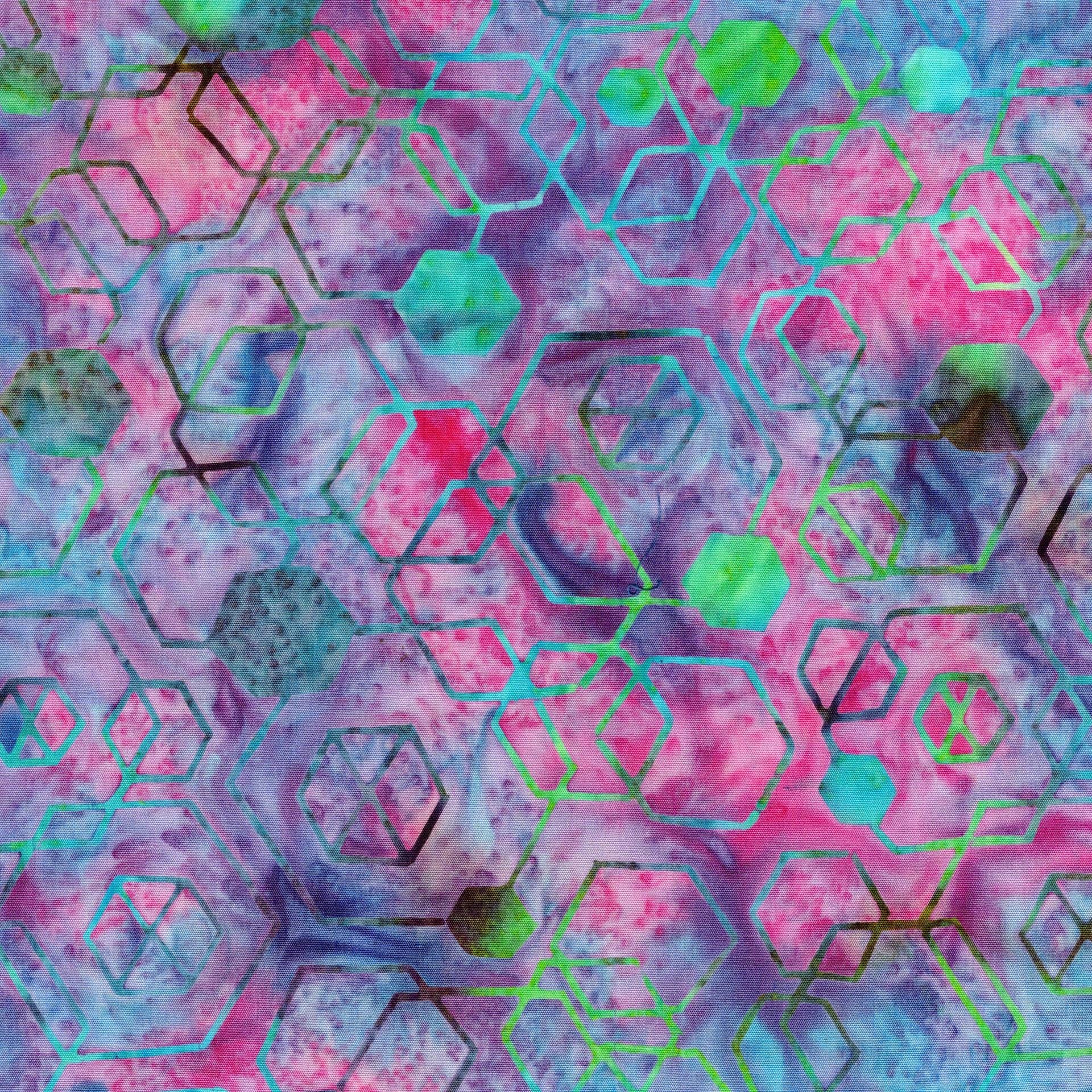 Prism Play 5" Stamp, Island Batik, 5" Precut Pink Purple Green Blue Geometric Batik Fabric Charm Pack Quilt Squares