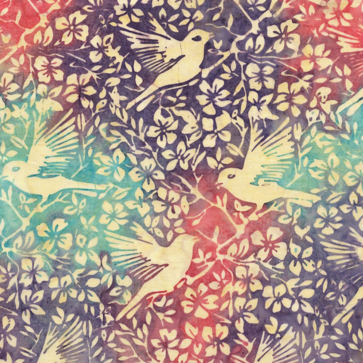 Songbird 5" Stamp, Island Batik, 5" Precut Pink Purple Beige Bird Batik Fabric Charm Pack Quilt Squares