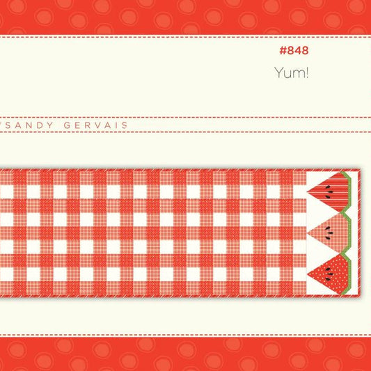 Yum Watermelon Table Runner Quilt Pattern, Pieces From My Heart PM848, Yardage Friendly Summer Table Runner Pattern, Gervais