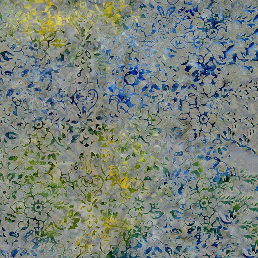 Tonga Radiant Meadow Batik 2.5" Strips, Timeless Treasures Treat-Strip40 Radiant, Blue Green Yellow 2.5" Batik Fabric Strips