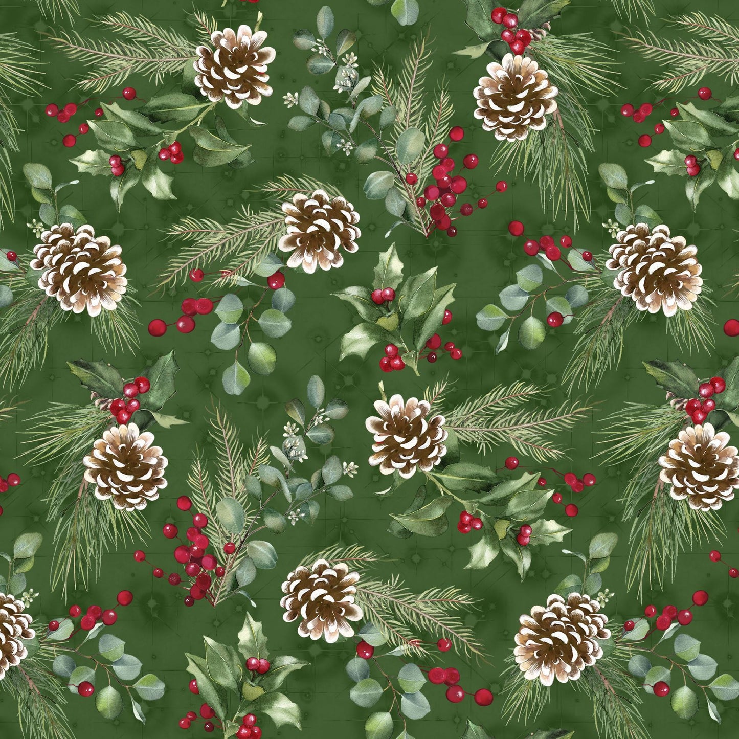 Merry and Bright 10" Squares, White Owl Fabrics MERRYANDBRIGHT-10, 10" Precut Traditional Christmas Xmas Floral Quilt Fabric Squares