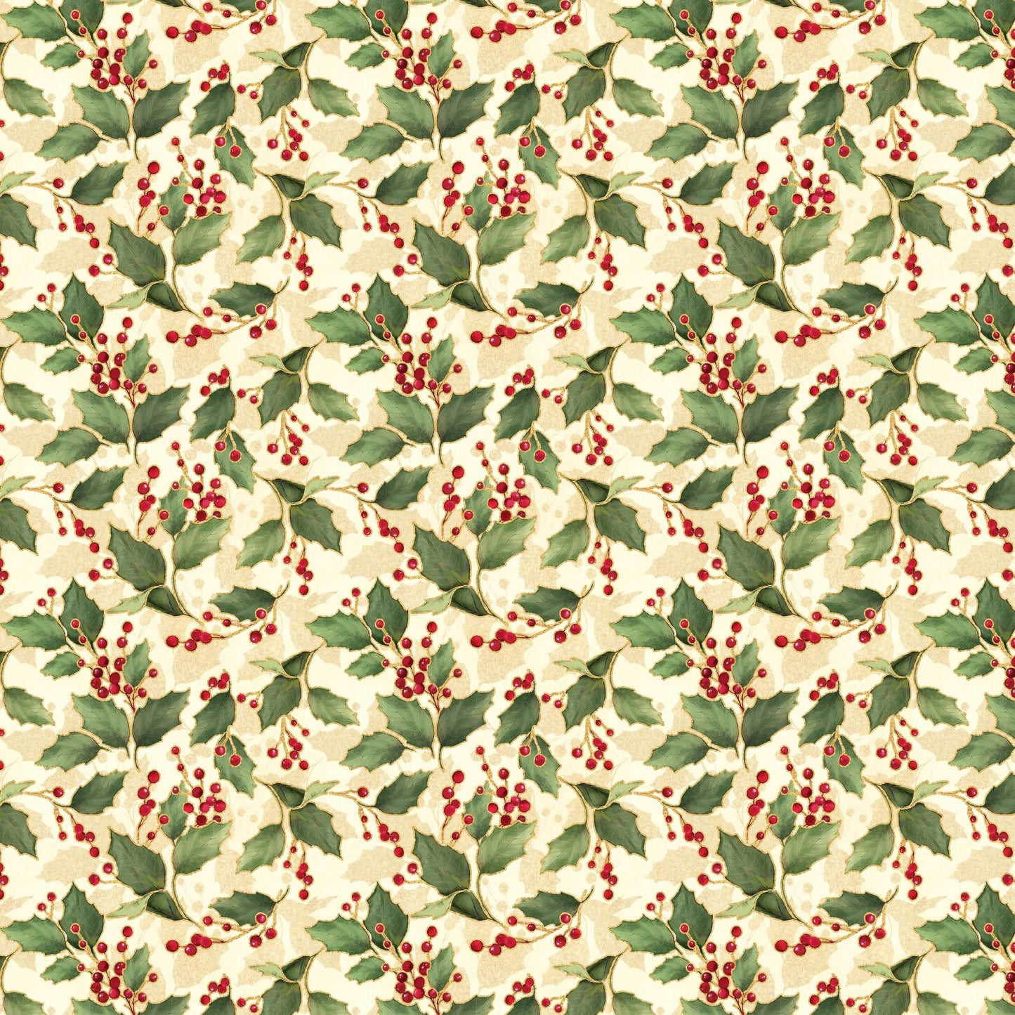 Merry and Bright 10" Squares, White Owl Fabrics MERRYANDBRIGHT-10, 10" Precut Traditional Christmas Xmas Floral Quilt Fabric Squares
