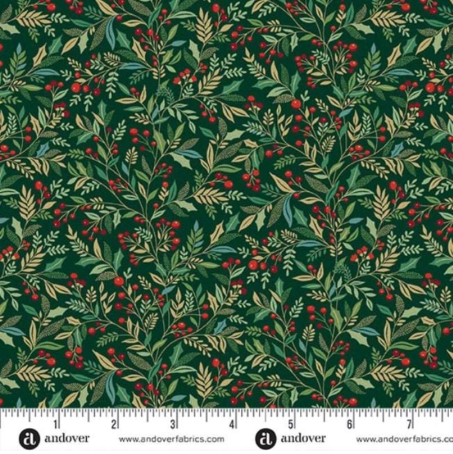 Adorn 2.5" Jelly Roll, Andover 25-ADOR-40, 2.5" Precut Gold Metallic Traditional Christmas Xmas Jelly Roll Fabric Strips, Makower UK