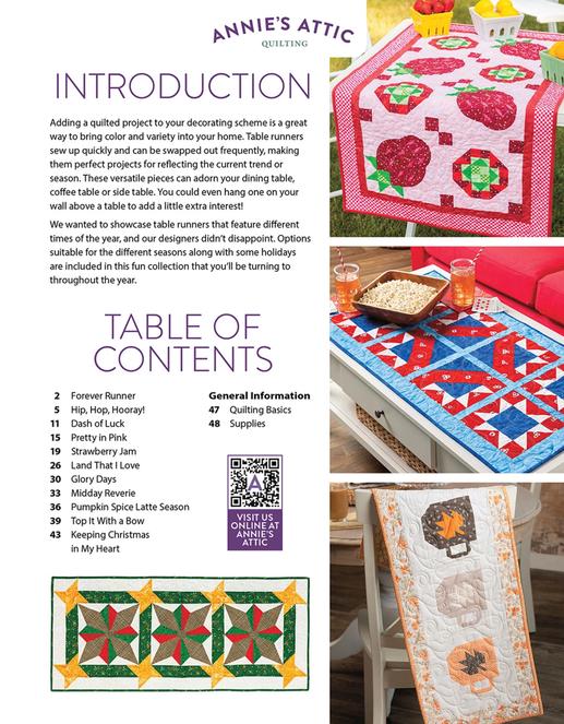 Season by Season Table Quilts Pattern Book, Annie's Quilting 1415441, Holiday Seasonal Table Runners Pattern Book, 11 Quilt Design Patterns