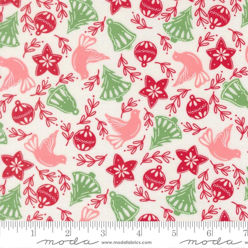Merrily on High 5" Charm Pack, Moda 43210PP, 5" Precut Red Green Pink Christmas Xmas Charm Pack Fabric Squares, Sweetfire Road