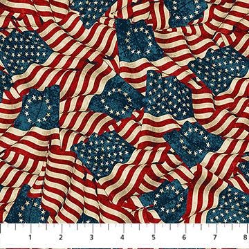 108" Stonehenge America 250 - Patriotic Flags Wide Quilt Back Fabric, Northcott B28371-12, USA Flag Wide Quilt Backing Fabric, By the Yard