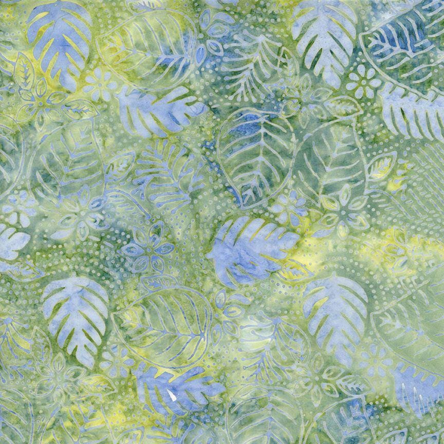 Tonga Radiant Meadow Batik 5" Squares, Timeless Treasures Treat-Mini42 Radiant, 5" Precut Blue Yellow Green Batik Charm Pack Squares