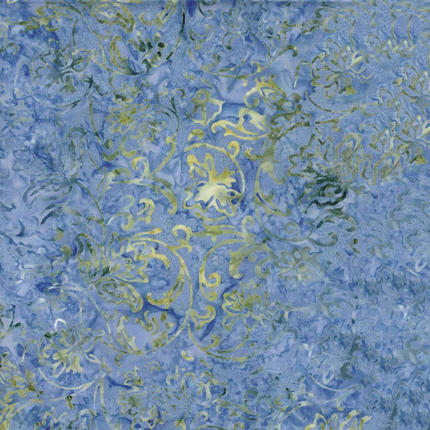 Tonga Radiant Meadow Batik 5" Squares, Timeless Treasures Treat-Mini42 Radiant, 5" Precut Blue Yellow Green Batik Charm Pack Squares