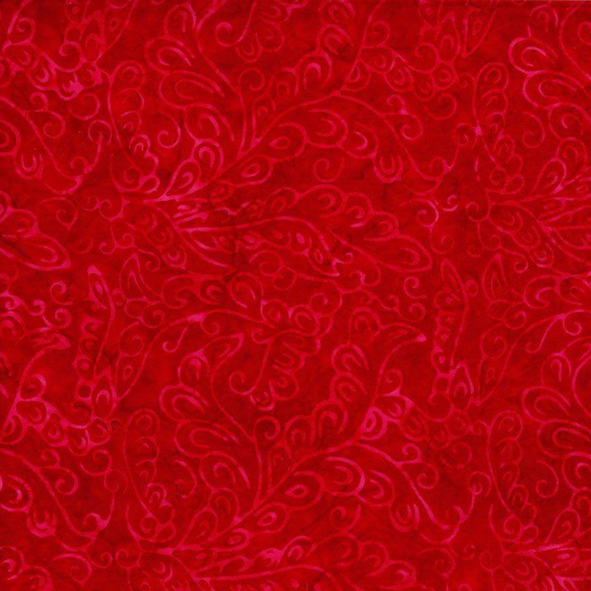 Tonga Geranium Batik 5" Squares, Timeless Treasures Treat-Mini42 Geranium, 5" Precut Pink Red Green Batik Charm Pack Squares