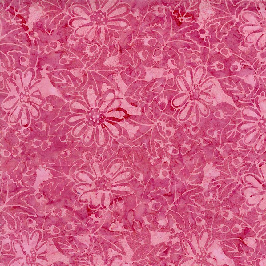 Tonga Geranium Batik 5" Squares, Timeless Treasures Treat-Mini42 Geranium, 5" Precut Pink Red Green Batik Charm Pack Squares