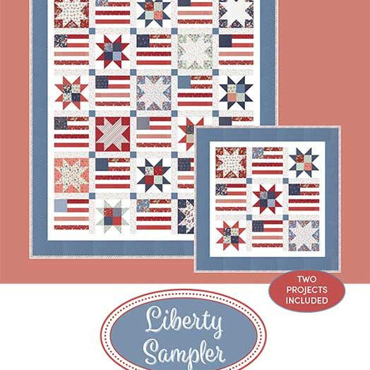 Liberty Sampler Quilt Pattern, Quilting Life Designs QLD283, Layer Cake Honey Bun Friendly Patriotic Wall Throw Quilt Pattern, McConnell