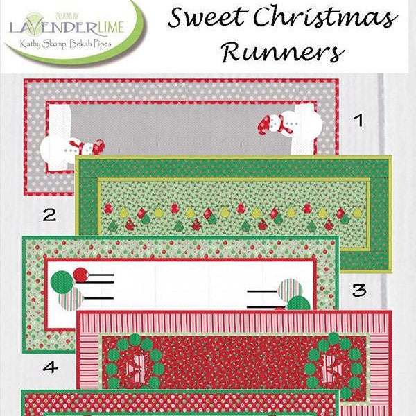 Sweet Christmas Runners Quilt Pattern, Designs by Lavender Lime DLL 75, 6 Applique Xmas Runner Patterns