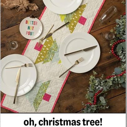 Oh Christmas Tree Table Runner Quilt Pattern, Studio M Squared SMSO001, Yardage Friendly Christmas Xmas Table Quilt Pattern