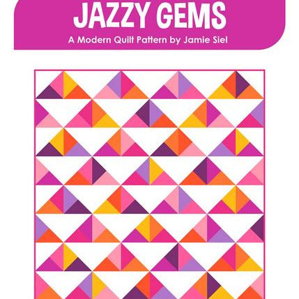 Jazzy Gems Quilt Pattern, Sew Brainy Designs SBD-115, Fat Quarter Eighths Layer Cake Friendly Modern Baby Lap Throw Quilt Pattern