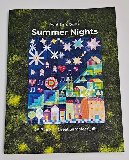 Summer Nights Sampler Quilt Pattern, Aunt Em's Quilts AEQBK02, Skill Building Sampler Quilt Pattern Book