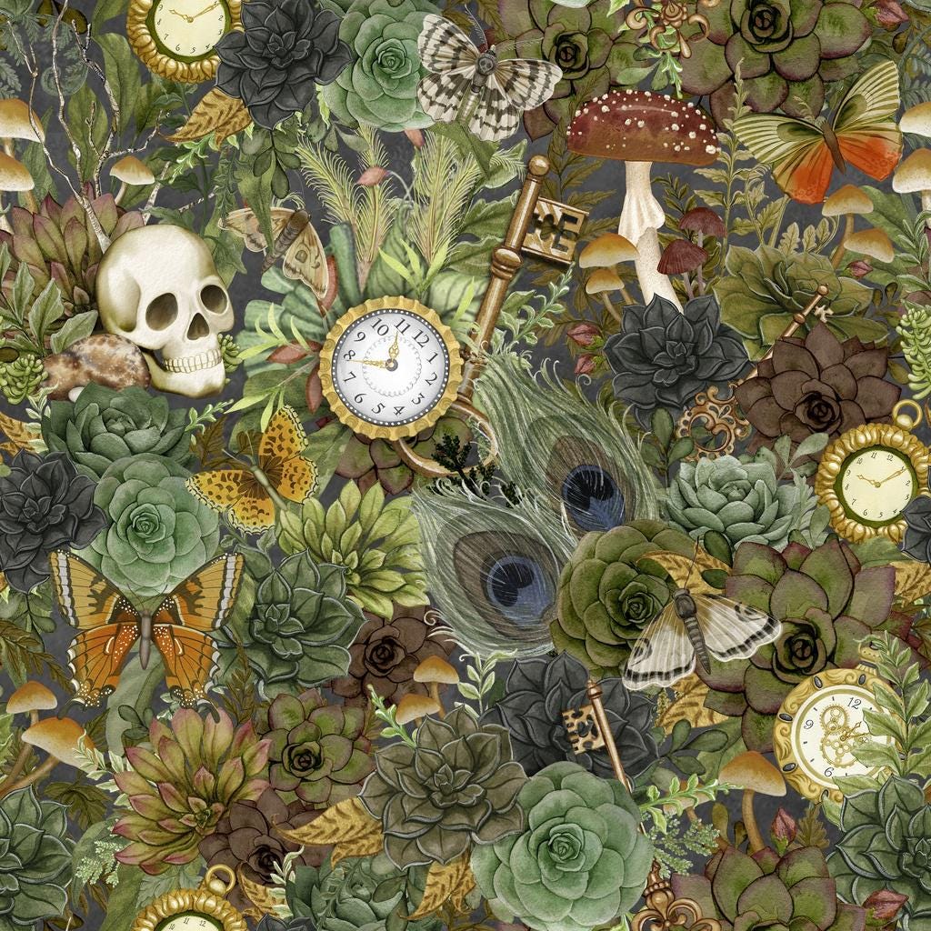 Dark Academia 20 Fat Quarters Halloween Fabric Bundle, White Owl Fabrics, Cotton Halloween Quilt Fabric, Nicole Tamarin